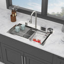Drop In Waterfall Kitchen Sink With Pull-Out Faucet & Cup Washer by HouseOfZazla
