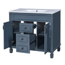 36" Bathroom Vanity With Ceramic Sink and Soft-Close Doors - Blue by HouseOfZazla