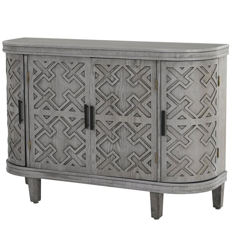 Accent Storage Cabinet Sideboard Wooden Cabinet with Antique Pattern Doors for Hallway, Entryway, Living Room, Bedroom