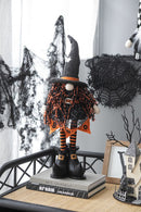 Standing Gnome With Banner & Spring Body, For Halloween Decor - Black / Orange / White by Unique Piece Furniture