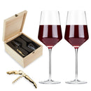 Crystal Bordeaux Glasses & Gold Corkscrew Gift Box Set by Viski