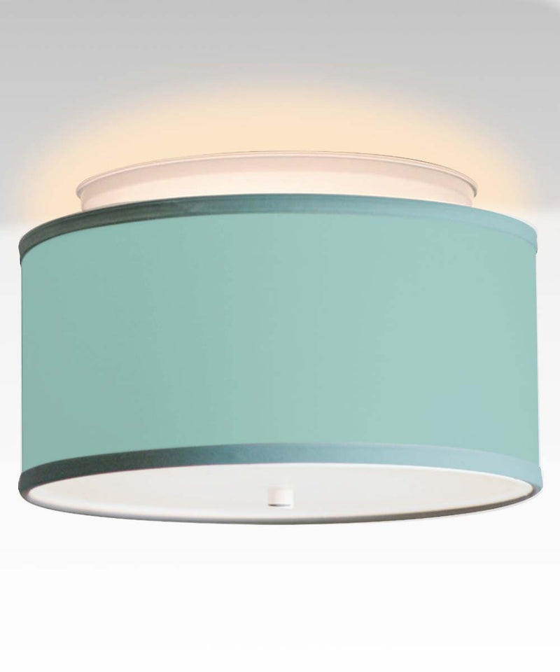 Moderne Flush Mount Conversion Kit 14"w Island Paradise Blue Drum Lampshade