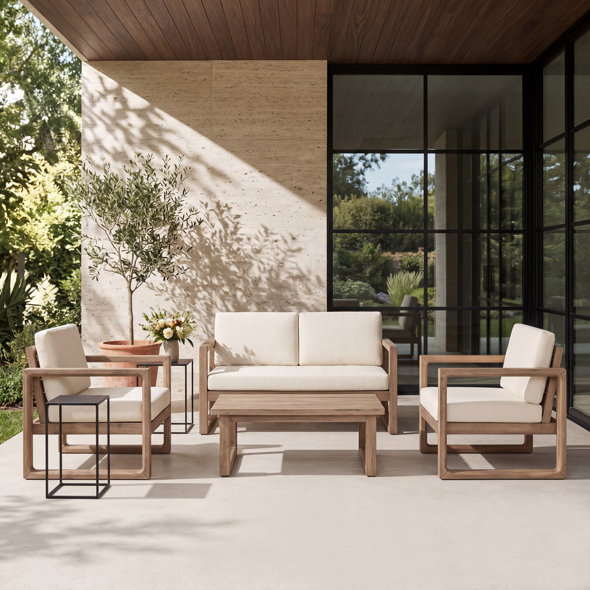 4-Piece Acacia Wood Patio Furniture Set, photo 2 of 10
