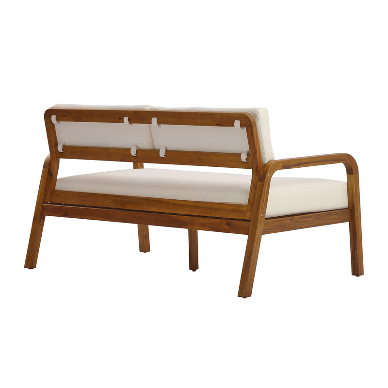 2 Pieces Outdoor Sofa Set with Cushions - Teak, photo 9 of 10