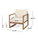 Set of 2 Outdoor Acacia Wood Patio Club Chairs with Beige Cushions by HouseOfZazla