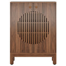 5 Tier Shoe Cabinet With Round Louvered Doors, Storage Organizer - Brown by HouseOfZazla