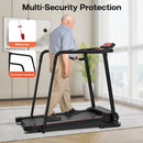 Home Fitness Treadmill With Extended Handrails, Portable Foldable Design - Black / Orange by HouseOfZazla