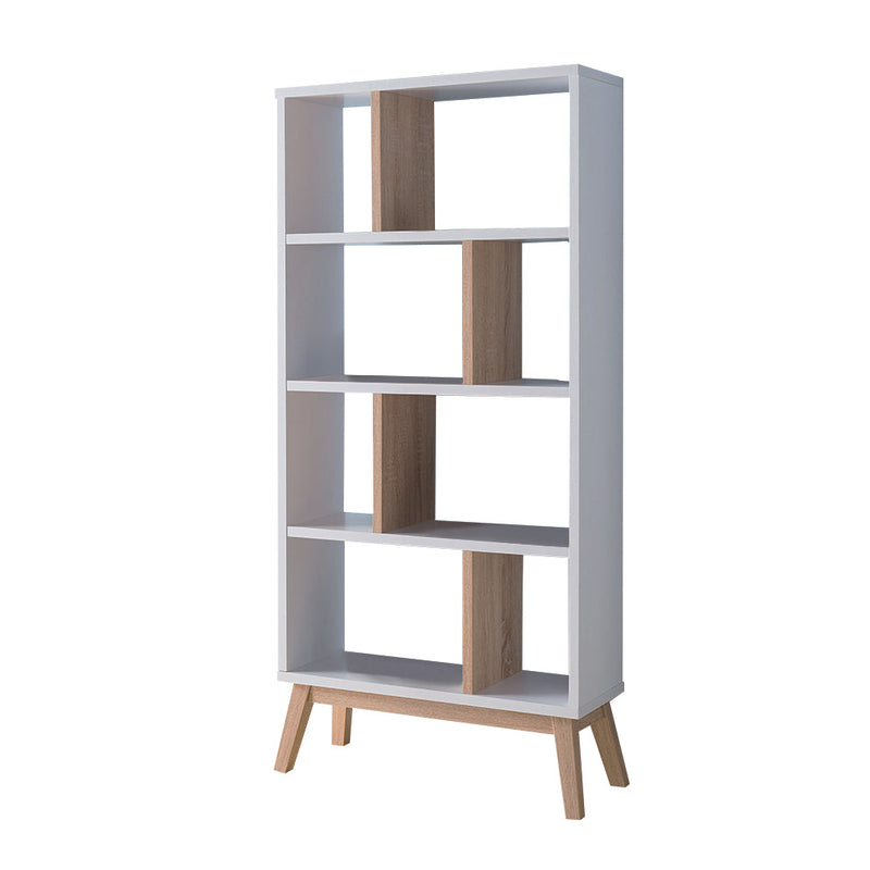 Walker Edison | Minimalist Two Tone Bookshelf Storage Cabinet