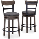 Gray Upholstered Swivel Barstool with Cushioned Seat by Unique Piece Furniture