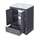 Bathroom Vanity With Ceramic Sink Combo, Modern Freestanding Storage Cabinet With Silver Handles by HouseOfZazla