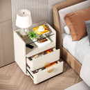 2 Drawer Nightstand With Open Shelf, Bedside Table - Beige