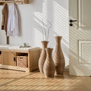 3 Piece Artificial Rattan Floor Vase Set Decorative Accent For Living Room, Hallway & Entryway, Ideal For Dried Or Silk Flower Arrangements - Beige by HouseOfZazla