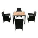 Outdoor Patio Wicker Dining Set With Acacia Wood Top by HouseOfZazla