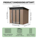 6x4 FT Metal Garden Shed With Hinge Door Pent Roof