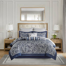12 Piece Comforter Set with Cotton Bed Sheets Navy Queen