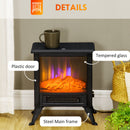 17" Electric Fireplace Stove with Two Heating Modes, Freestanding Fire Place Heater with Realistic Logs LED Flame, Adjustable Temperature, Overheat Protection, 750W/1500W, Black