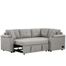 87.4" L-shape Sofa Bed Pull-out Sleeper Sofa with Wheels, USB Ports, Power Sockets for Living Room, Grey