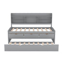 Captain Bed With Built In Bookshelves, 3 Storage Drawers, And Trundle