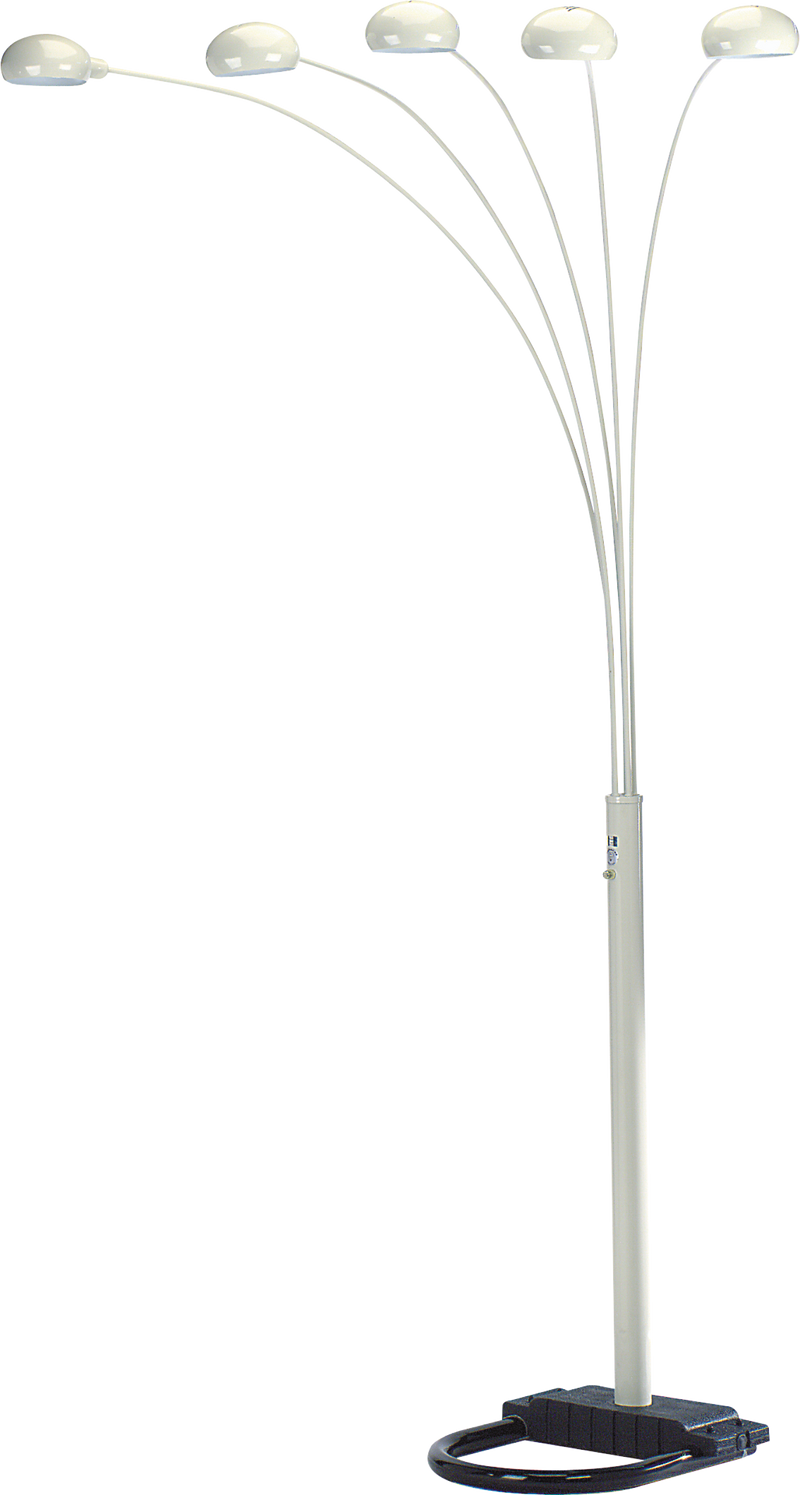 84"H WHITE 5-HEAD CAP STYLE FLOOR LAMP (1PC/CTN) (2.24/33.97)