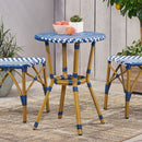 French Bistro Table Outdoor Elegance - White / Blue