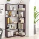 5-Tier L-Shaped Corner Bookshelf with 6 Open Shelves