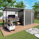 Lean To Shed With Open Sided Pergola, Outdoor Storage Shed & Attached Hardtop Gazebo Combo - Gray by HouseOfZazla