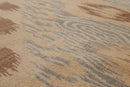 8' x 10' Hand Knotted Ikat Design 100% Wool Pile Area Rug Tan