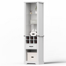 75'' Tall Storage Cabinet with LED Light, Farmhouse Style