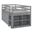 Loft Bed With Retractable Writing Desk And 4 Drawers, With Lateral Portable Desk And Shelves by HouseOfZazla