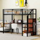 Loft Bed With Desk And Grid, Stylish Frame With Lateral Storage Ladder And Wardrobe by HouseOfZazla