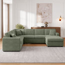 Oversized Sectional U-Shaped Sofa With Chaise Lounge And Three Soft Throw Pillows by Unique Piece Furniture