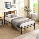 ModerMetal Bedframe With Wood Panel Headboard by Unique Piece Furniture