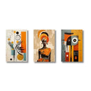 African abstract purple floral wall art set living room decor by Decorbites