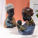 GobekUsa African Mother Child Abstract Statue Resin Figurine Ethnic Style Interior Decor
