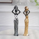 African style black woman resin figurine living room decor gold accents by Decorbites