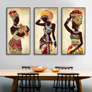 Vibrant ethnic african black woman canvas set living room wall art by Decorbites