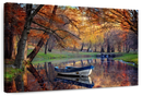 Autumn Lake Boat Wall Art