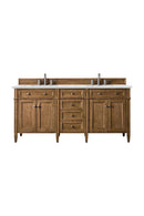 James Martin Brittany 72" Double Bathroom Vanity, Saddle Brown