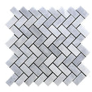 Bardiglio Light Polished Herringbone Marble Mosaics 12 1/8x13 3/8