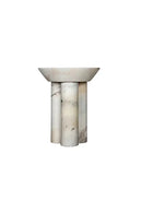 Afyon Sugar Marble Round Legs Side Table - Honed Finish 18x22