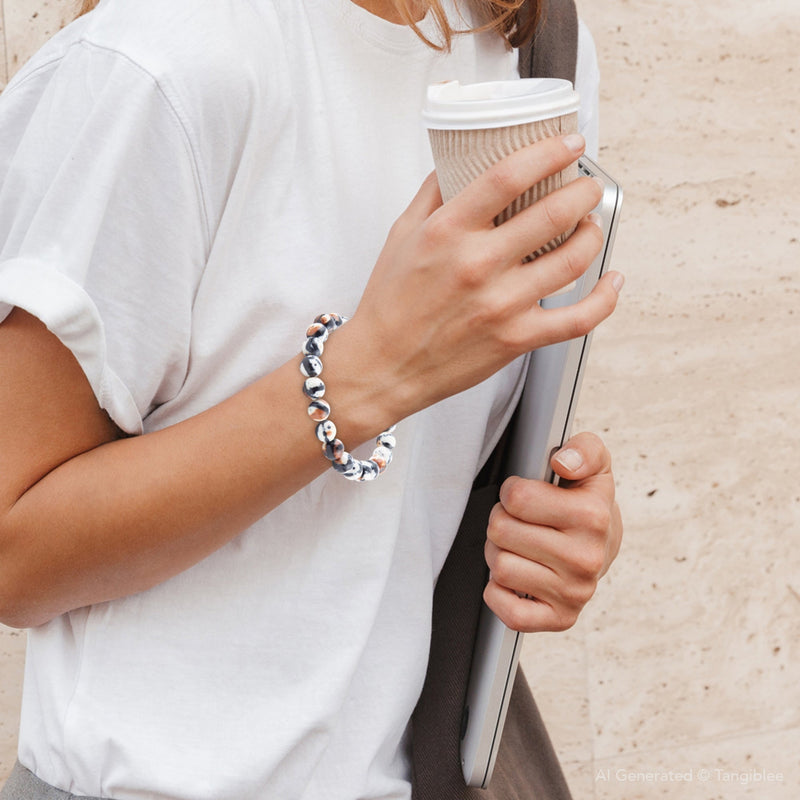 Agate Black and White Stretch Bracelet