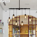 GobekUsa Aged Silver 6/10 Bulbs Industrial Cage Iron Pendant Light with Double Pipe Rod - Island Hanging Lamp Fixture