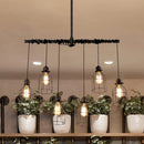 GobekUsa Aged Silver 6/10 Bulbs Industrial Cage Iron Pendant Light with Double Pipe Rod - Island Hanging Lamp Fixture