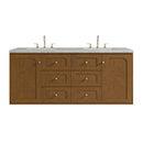 James Martin Laurent 60" Dual Mount Double Bathroom Vanity, Honey Oak