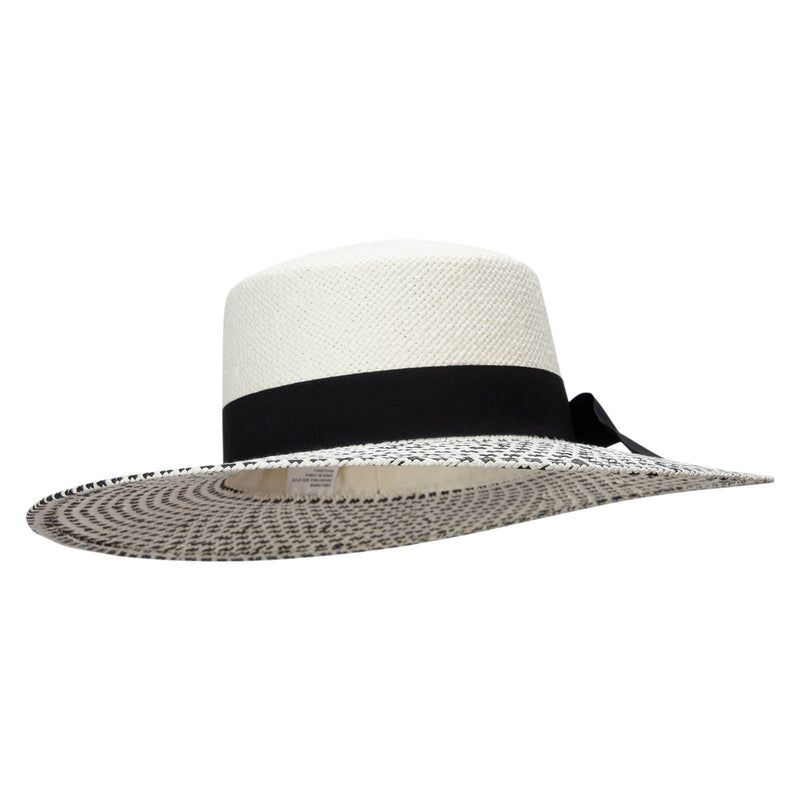 Womens Woven Checkered Boater Hat