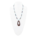 Ajo Blue Abalone and Amazonite Wood Pendant Necklace