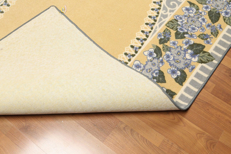 5'4"x7'8" Gold, Gray, Green, Blue, Multi Color Indonesian High Density Hand Carved Effect Modern Oriental Rug