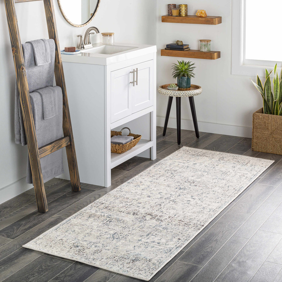 Orrick Area Rug, installed in a room