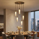 Alabaster Cylindrical Draped Chain Chandelier