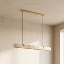 Alabaster Linear Brass Chandelier